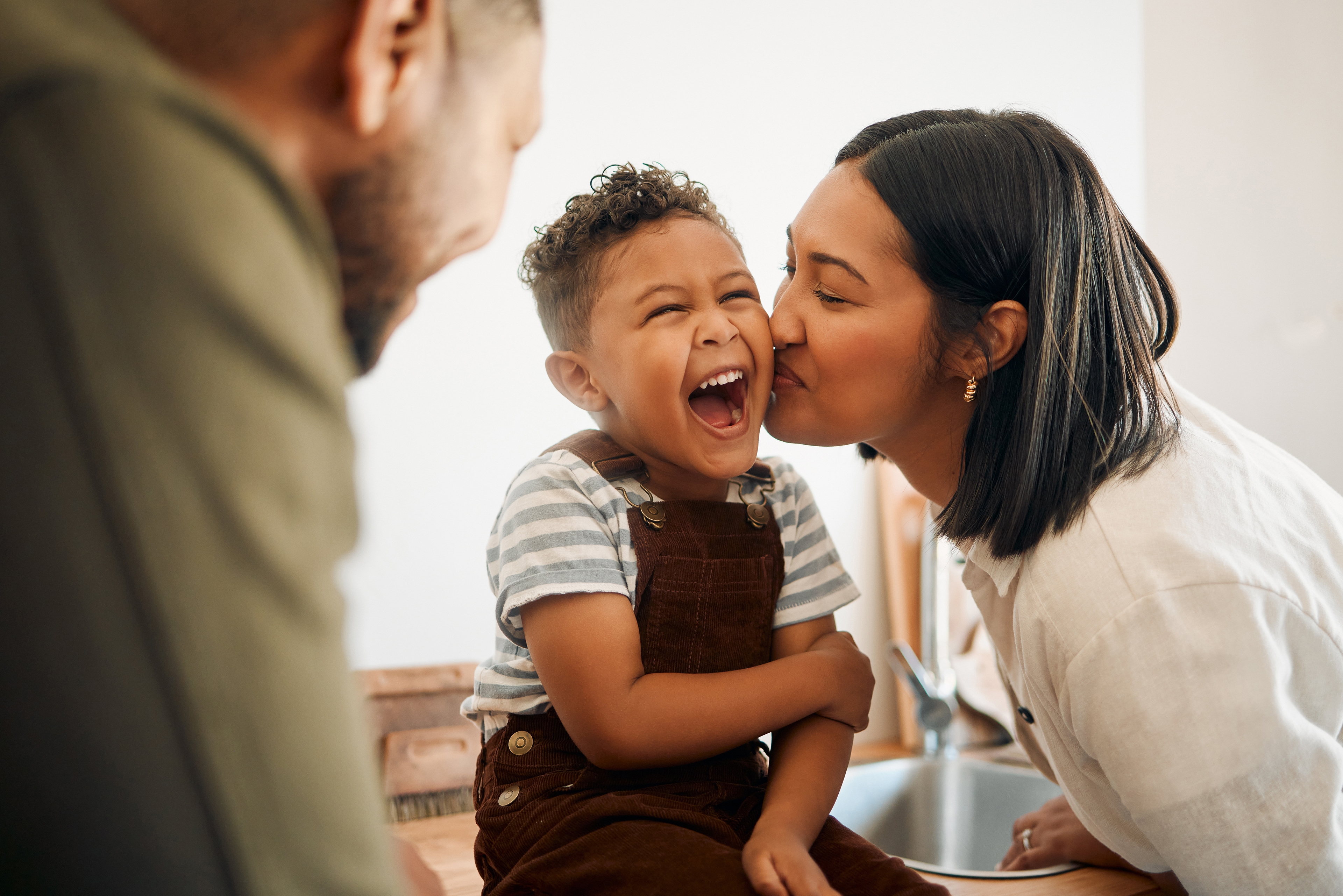 Family with child laughing