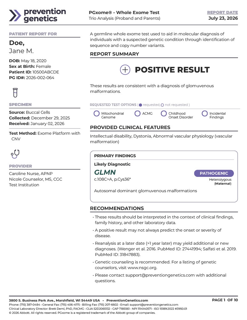 PGxome WES Sample Report Image